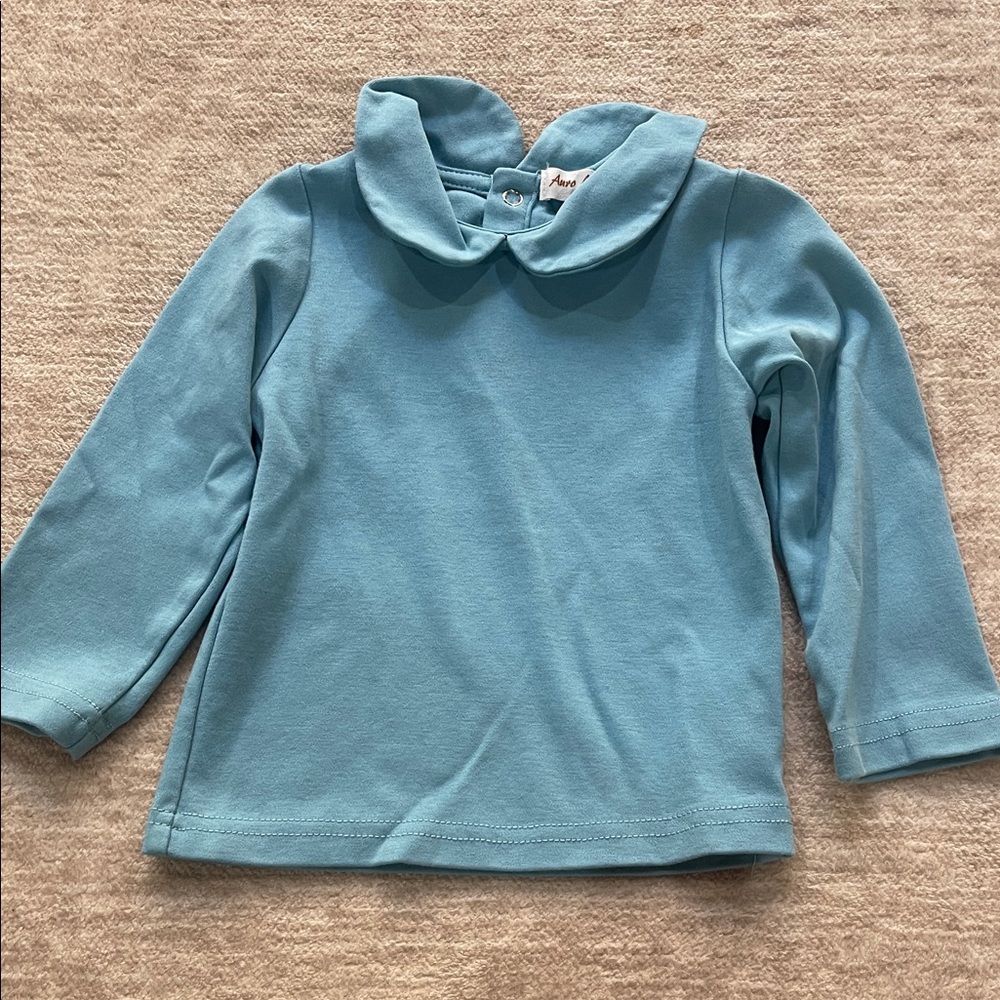 Aqua Long Sleeve Kids Shirt with Collar